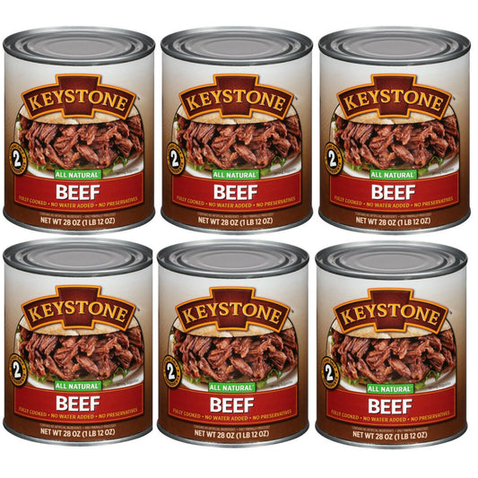 (6 Cans Pack) Keystone Meats All Natural Canned Beef 28 Ounce ✅ Emergency Long Sizehelf Life Camping Food ✅