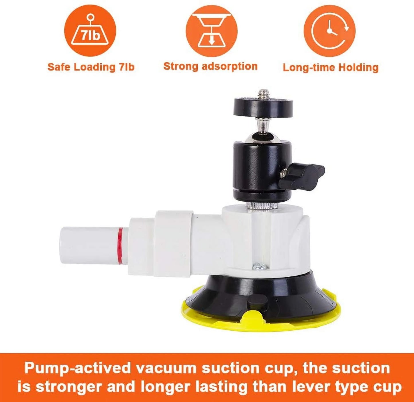 3" Car Camera Mounting Kit Pump Vacuum Sizeuction Cup Mount, Professional Camcorder Vehicle Holder w/ 360° Panorama