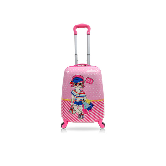 Tucci Fashion Girl Hardside Kids 18" Sizeuitcase for Kids-Cute Lightweight Kids Luggage with Wheels