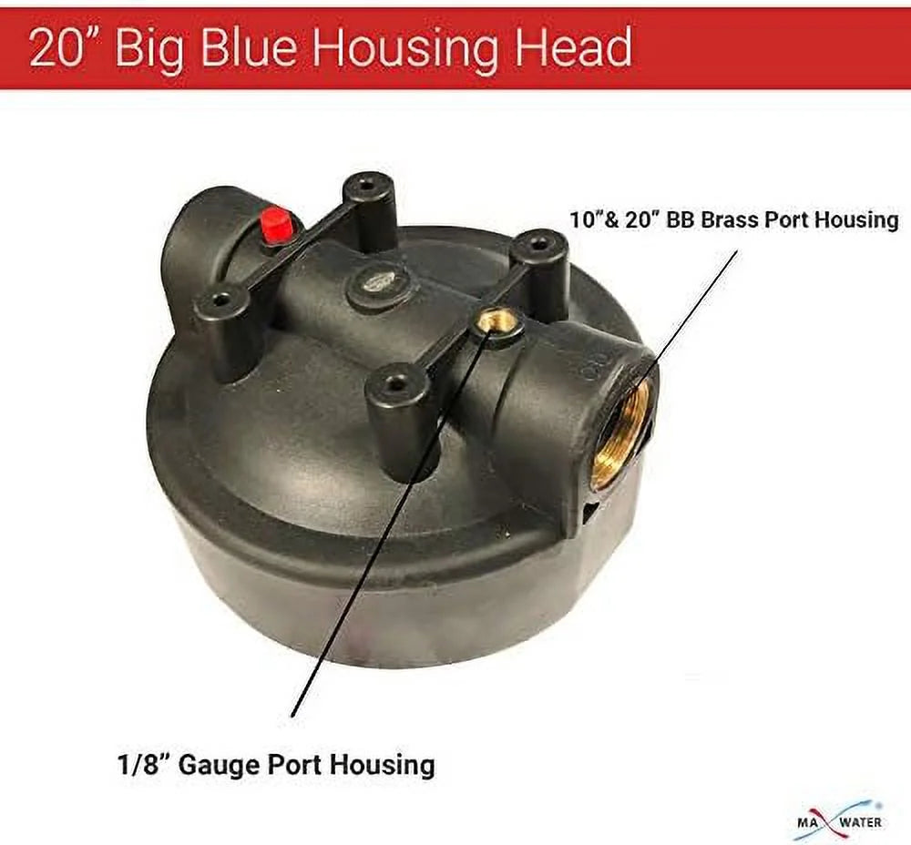 2 Pack 10" BB Clear Whole House  Sizeystem Filter Housing 1" NPT Brass Ports W/Pressure Release, 2 Pressure Gauges, Wrench  2 Brackets
