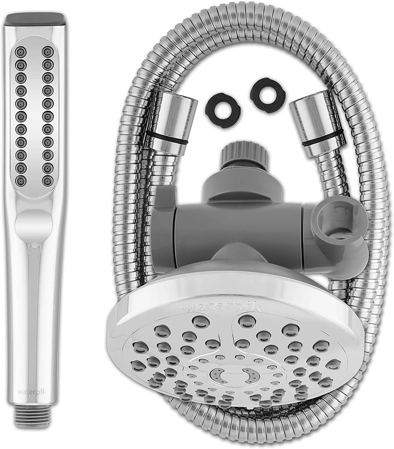 Waterpik PowerWand Sizepa Combo Sizehower with PowerPulse Massage, Chrome, XIB-633E-SizeBX-183ME