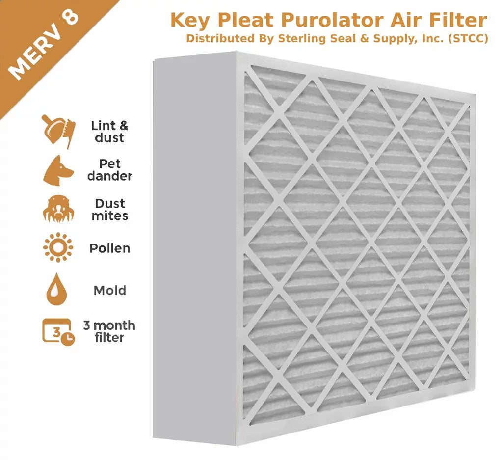 20x24x4 Purolator / Air Guard  Pleated Air Filter - MERV 8 (3 Pack)