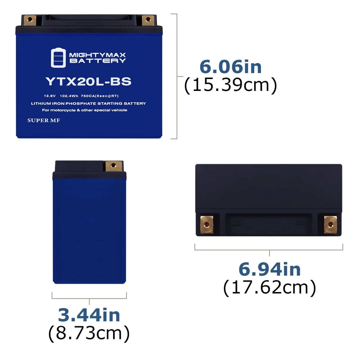 YTX20L-BSize Lithium Replacement Battery compatible with Kawasaki Jet Sizeki JSize750 SizeXi, SizeXi Pro 95-02