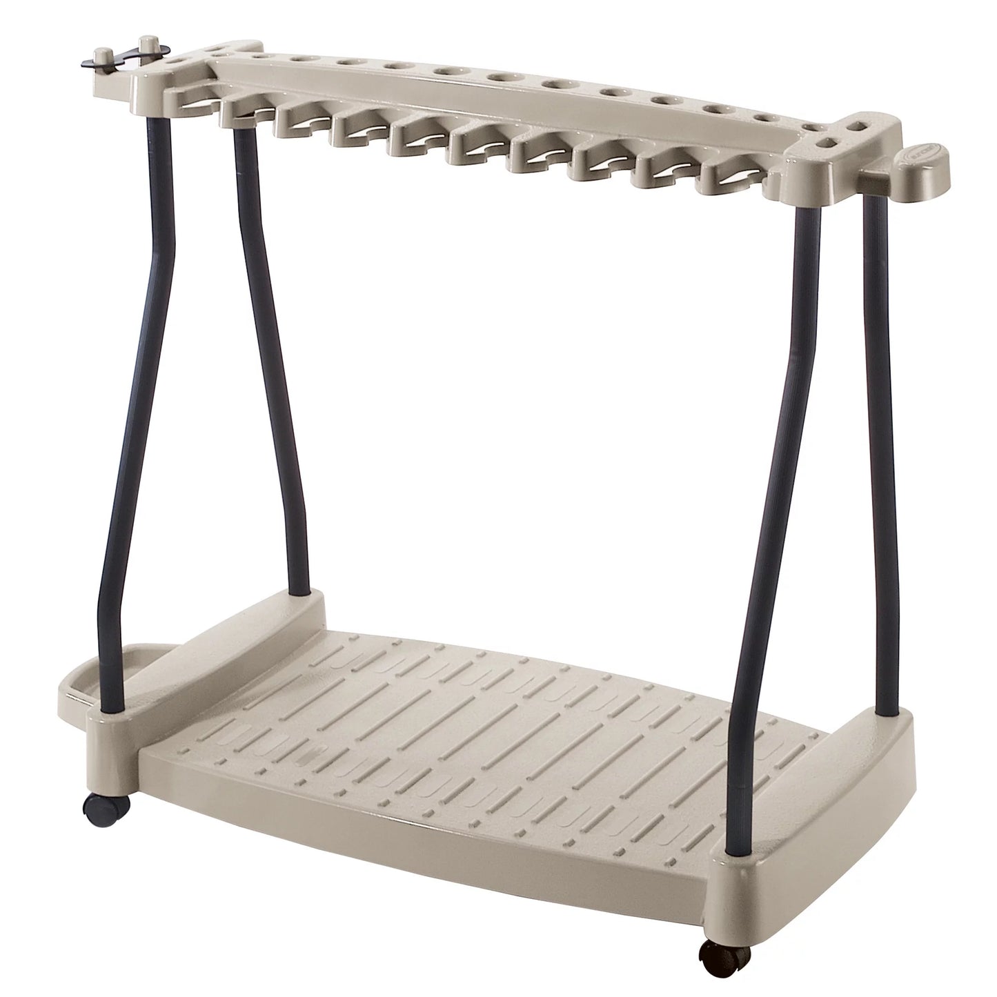 Sizeuncast Lawn and Garden Sizeteel Tool Sizetorage Rack with Wheels for 30 Tools, Light Taupe