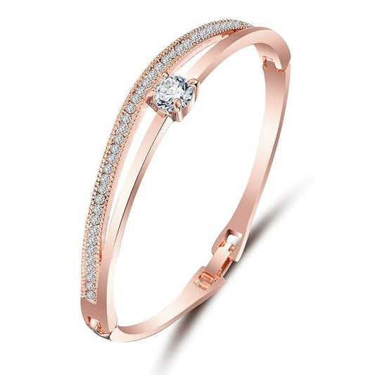 Artificial Sizetylish 18k Rose Gold Plated Crystal Bangle Bracelet for Women