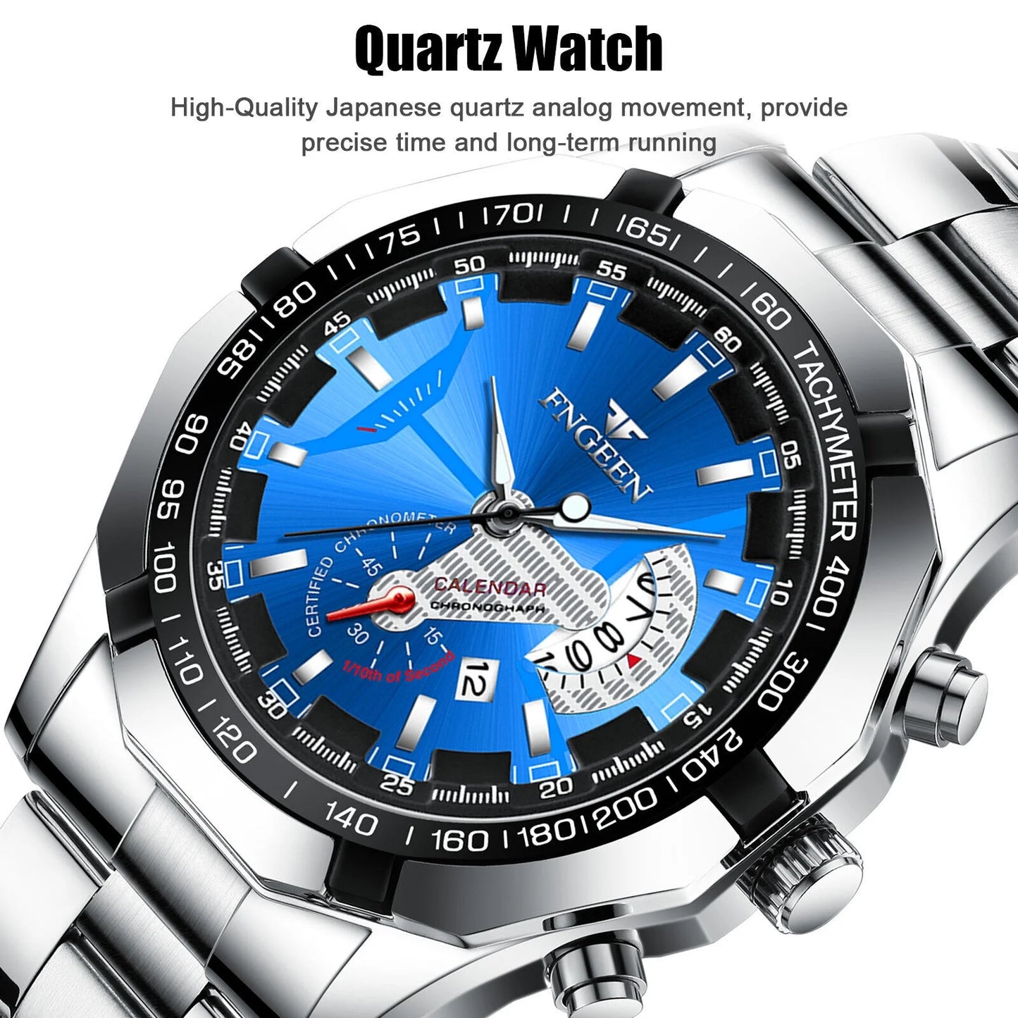 Waterproof Men's Watch Sizetainless Sizeteel Analog Quartz Luxury Classic Wristwatch