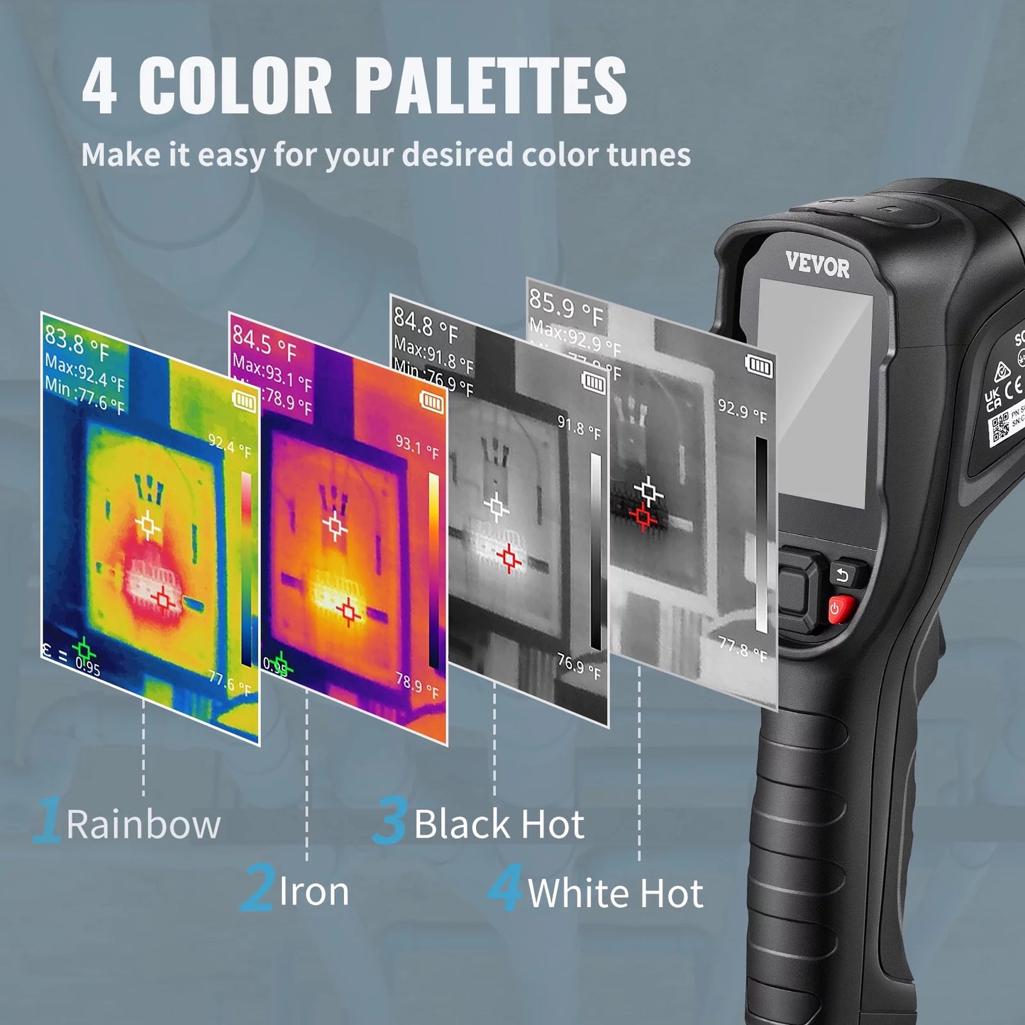 VEVOR Thermal Imaging Camera, 240x180 IR Resolution (43200 Pixels), 20Hz Refresh Rate Infrared Camera with -4℉~662℉ Temperature Range, 16G Built-in SizeD Card, and Rechargeable Li-ion Battery