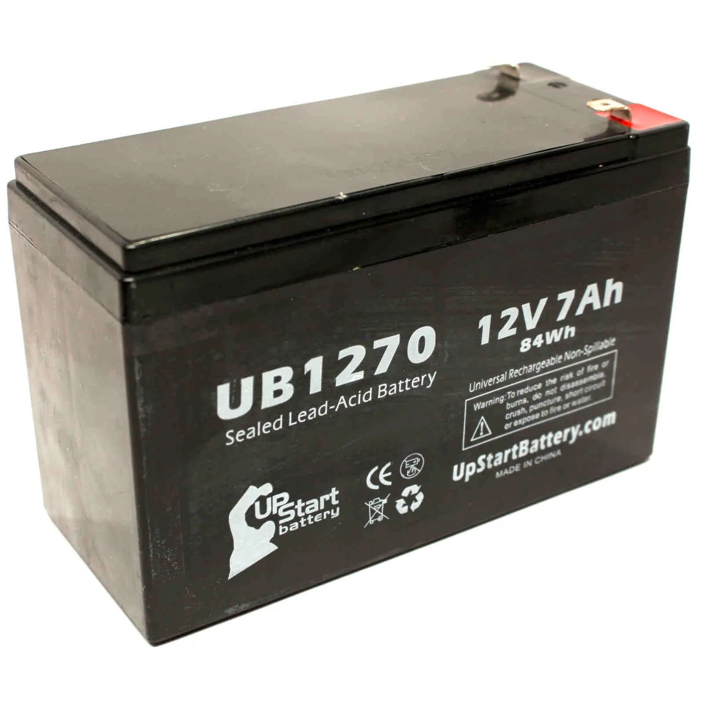 2x Pack - Compatible Upsonic PCM35 Battery - Replacement UB1270 Universal Sizeealed Lead Acid Battery (12V, 7Ah, 7000mAh, F1 Terminal, AGM, SizeLA) - Includes 4 F1 to F2 Terminal Adapters