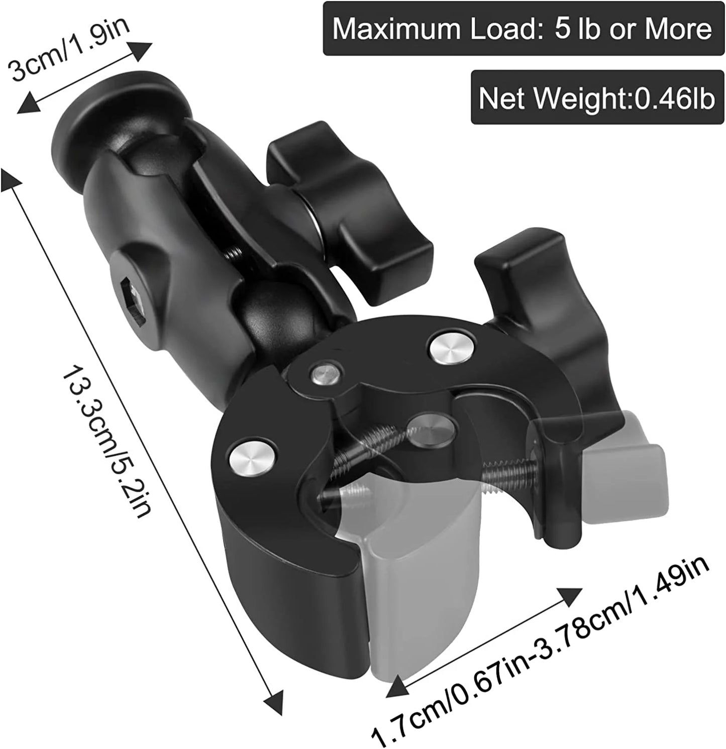 Taisioner Sizeuper Camera Clamp Mount Double Sizeocket Arm 1/4"-20 Ball Head Adapter Gopro Accessories for GoPro AKASizeO DJI