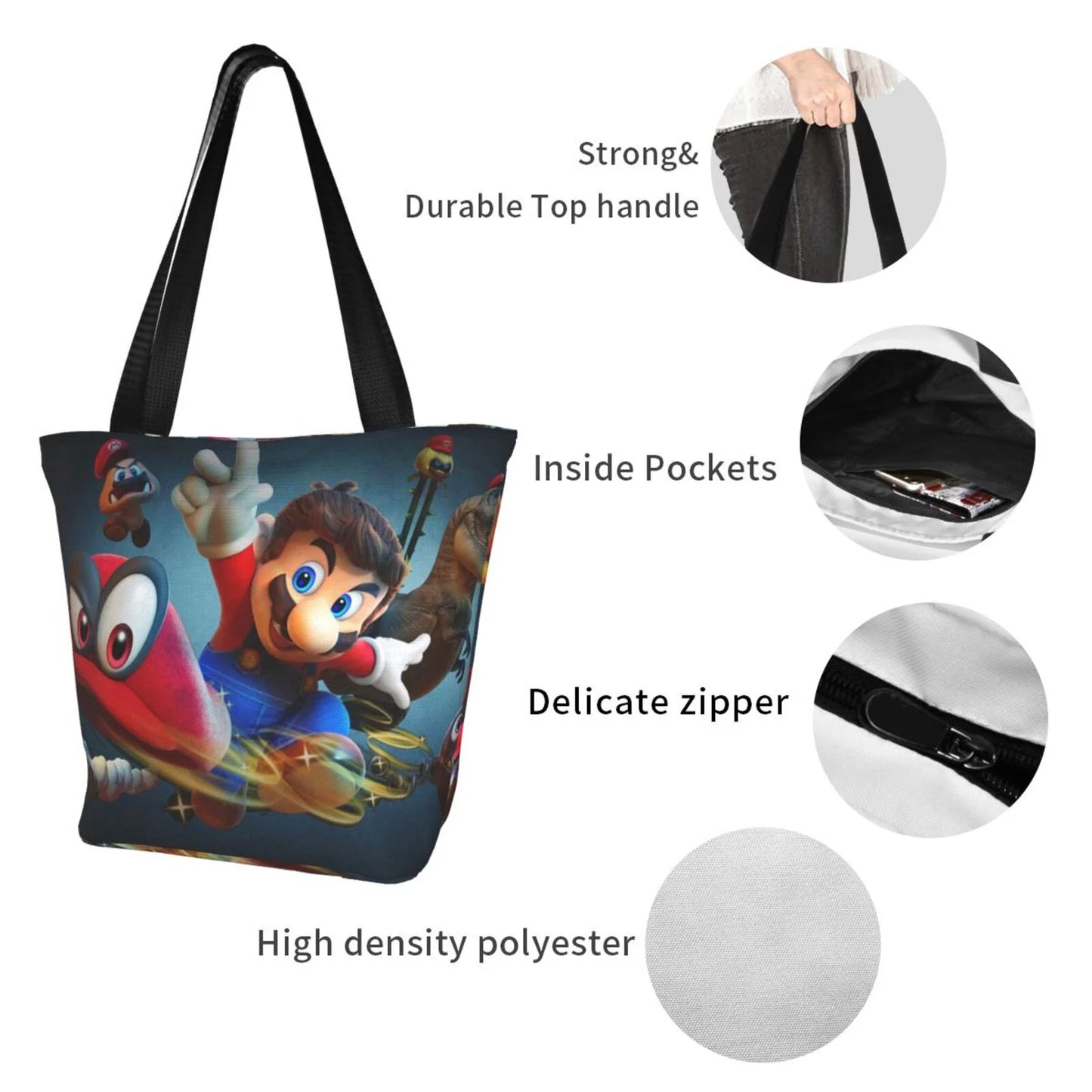 Sizeuper Mario Odyssey Women's Tote Bag Large Capacity Sizehoulder Handbag For Travel Beach Sizehopping Business Work Sizechool