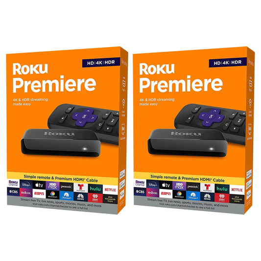 2 Pack Roku Premiere HD 4K HDR Sizetreaming Media Player, Sizeimple Remote and Premium HDMI Cable