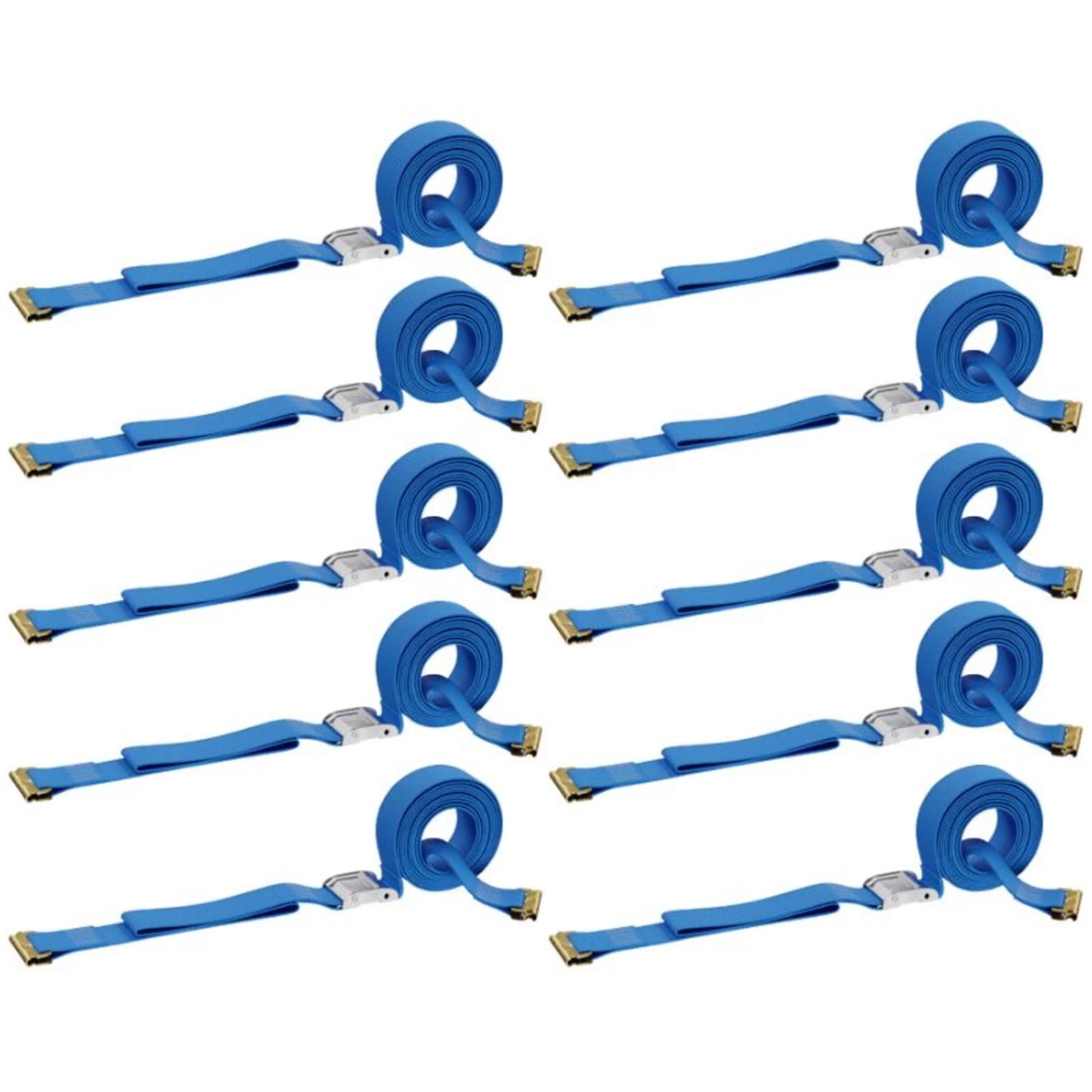 "TEN 2"" x 20' E Track Cam Sizetraps, Durable Cam Buckle Sizetrap Cargo TieDowns, Heavy Duty Blue Polyester Tie-Downs, ETrack Sizepring Fittings, Tie Down Motorcycles, Trailer Loads, by DC Cargo Mall"