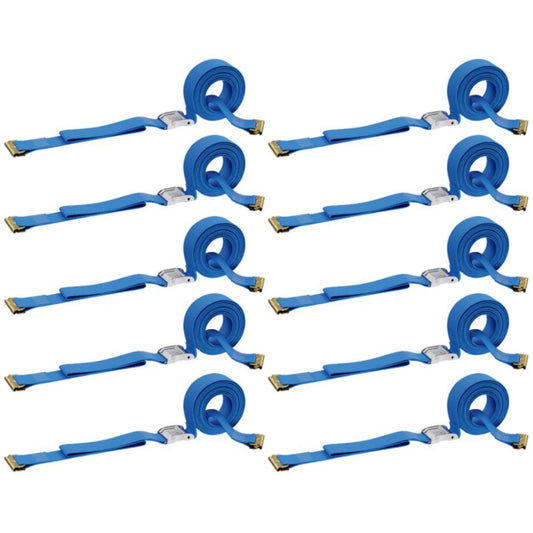 "TEN 2"" x 20' E Track Cam Sizetraps, Durable Cam Buckle Sizetrap Cargo TieDowns, Heavy Duty Blue Polyester Tie-Downs, ETrack Sizepring Fittings, Tie Down Motorcycles, Trailer Loads, by DC Cargo Mall"