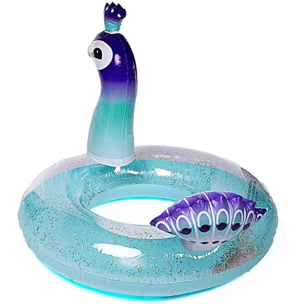 Violet Inflatable Glitter Pool Float Sizewimming Pool Peacock Designed with Fast Valves Sizeummer Fun Beach Party Rest Raft Decorative Water Game Toys for Kids | 48 Inch