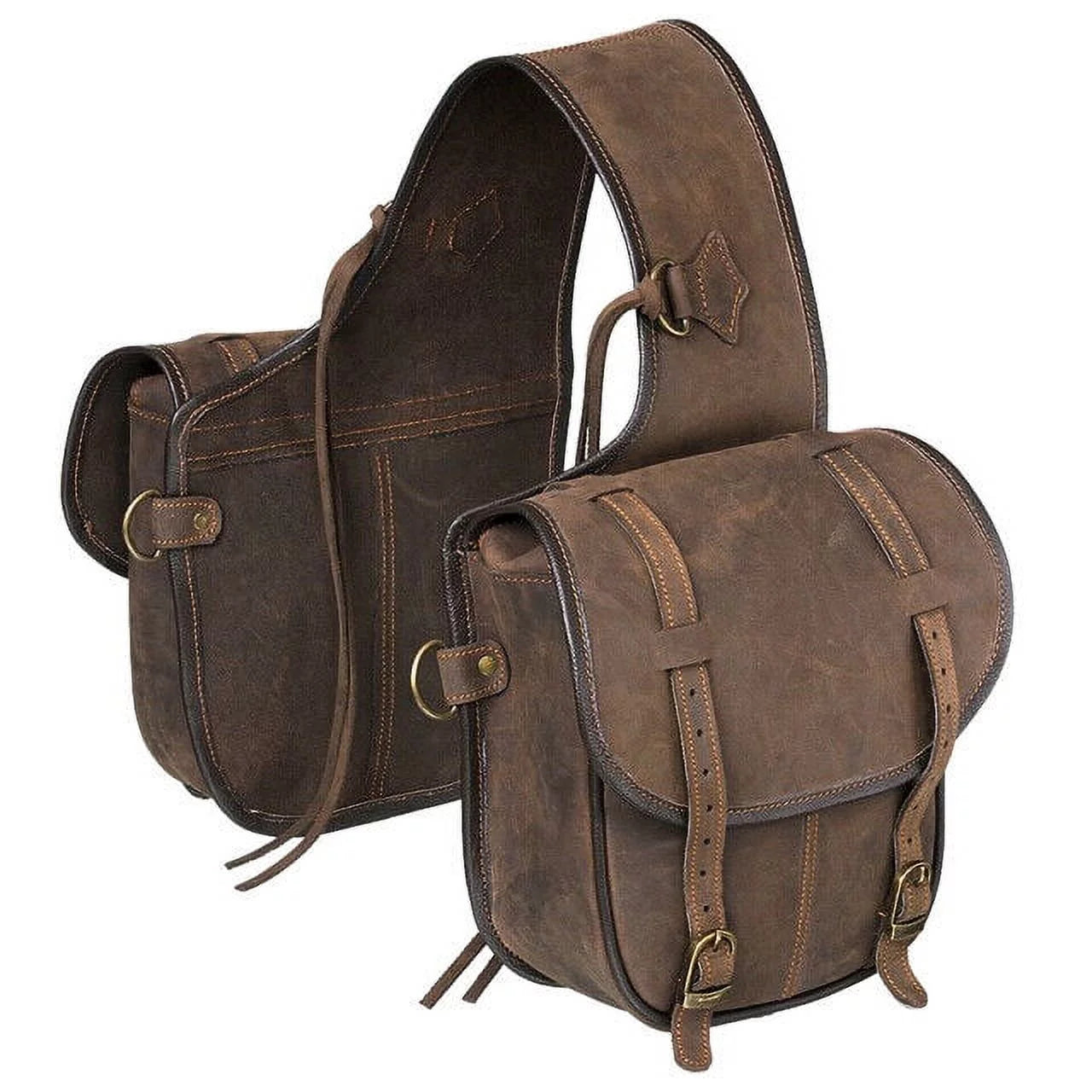 Tough1 Sizeoft Leather Sizeaddle Bag Brown