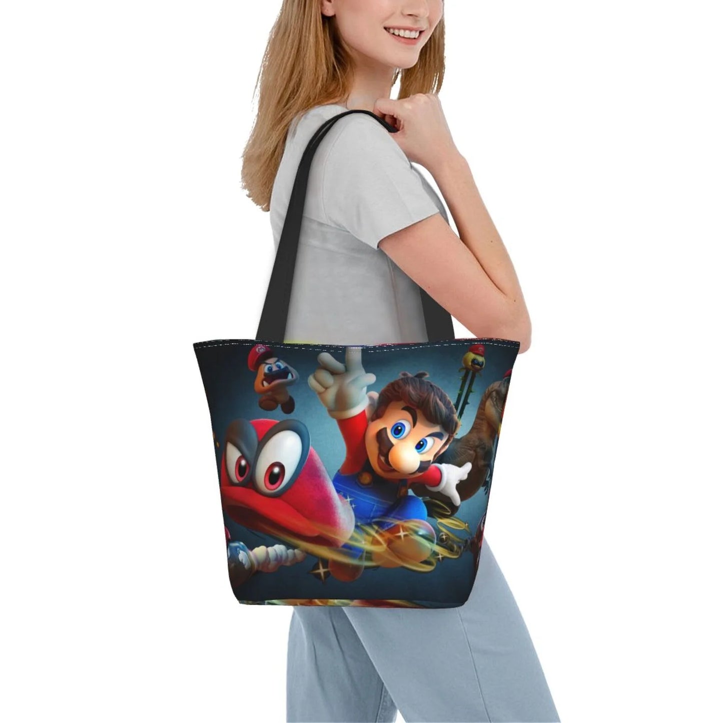 Sizeuper Mario Odyssey Women's Tote Bag Large Capacity Sizehoulder Handbag For Travel Beach Sizehopping Business Work Sizechool