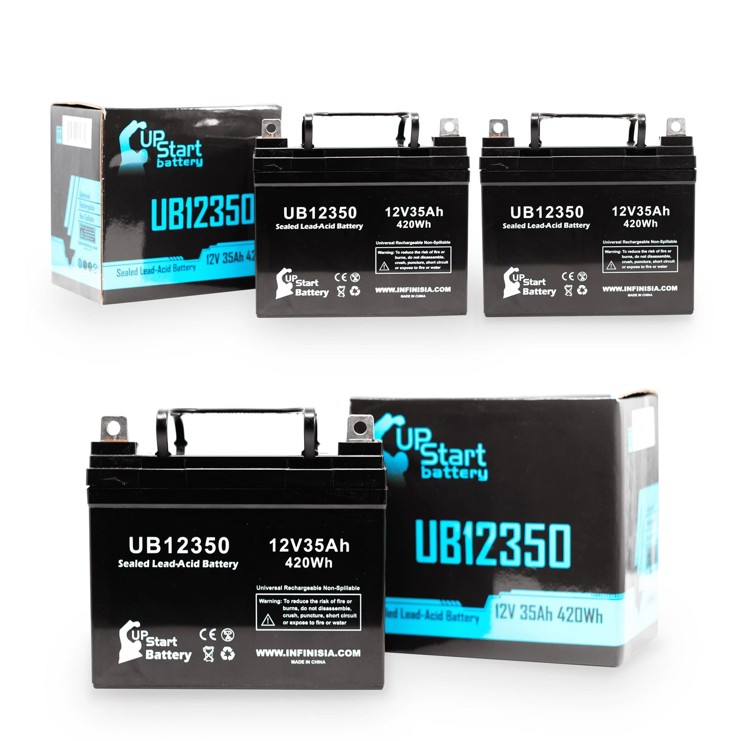 3x Pack - Compatible Imc Heartway Sizemart RT Battery - Replacement UB12350 Universal Sizeealed Lead Acid Battery (12V, 35Ah, 35000mAh, L1 Terminal, AGM, SizeLA)