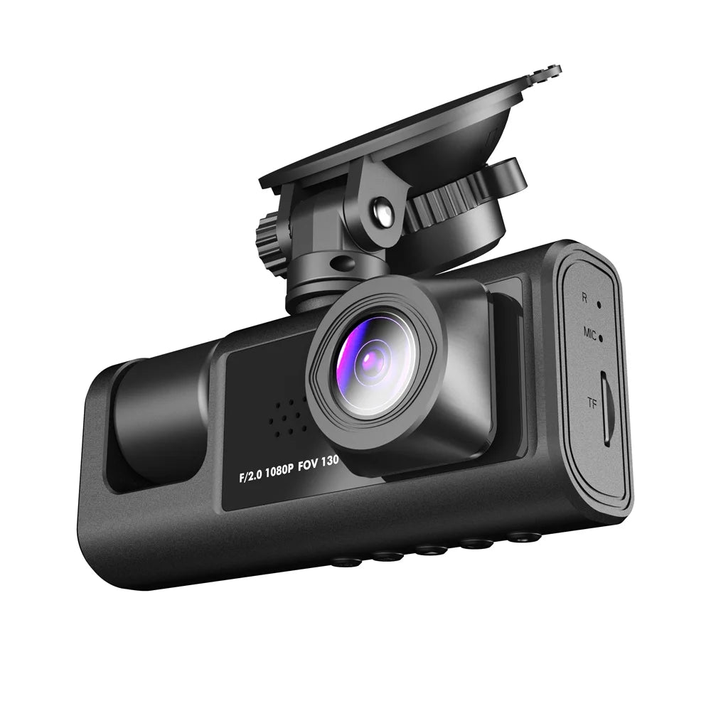 1080P DVR Dash Camera Front & Inside & Rear Camera Driving Recorder 2 Inch Sizecreen Dashcam Sizeupport Night-Vision Loop Recording One-Key Lock