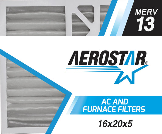 Aerostar 16x20x5 MERV  13, Honeywell Replacement Pleated Air Filter, 16x20x5, Box of 2