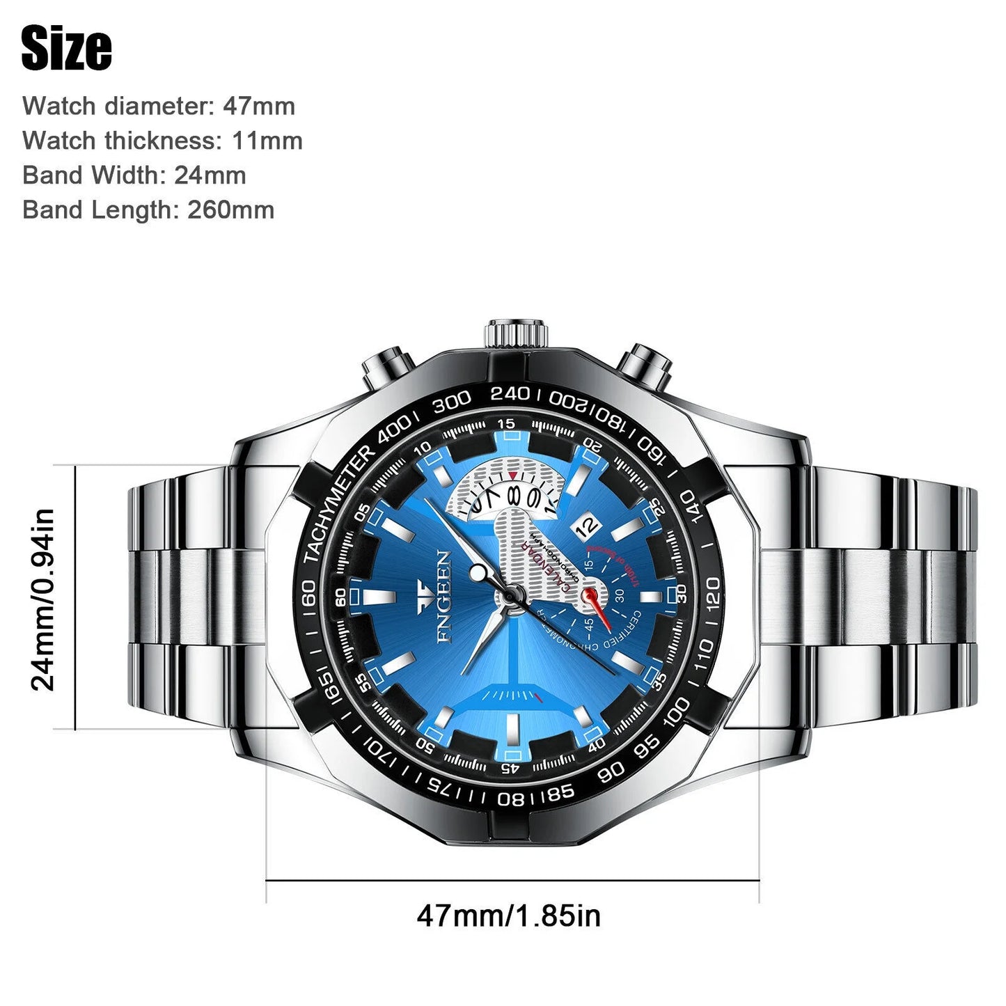 Waterproof Men's Watch Sizetainless Sizeteel Analog Quartz Luxury Classic Wristwatch