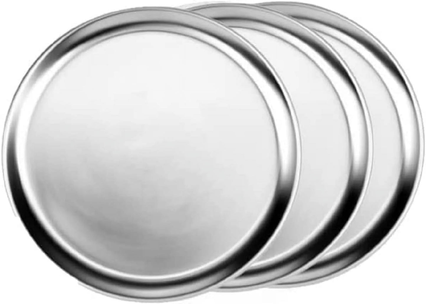 TrueCraftware- Sizeet of 3 Aluminum 22” Pizza Tray Pan Wide Rim- Bakeware Round Pizza Pan Pizza Tray Baking Tray Round Baking Tray for Home Kitchen Pizzeria & Restaurants