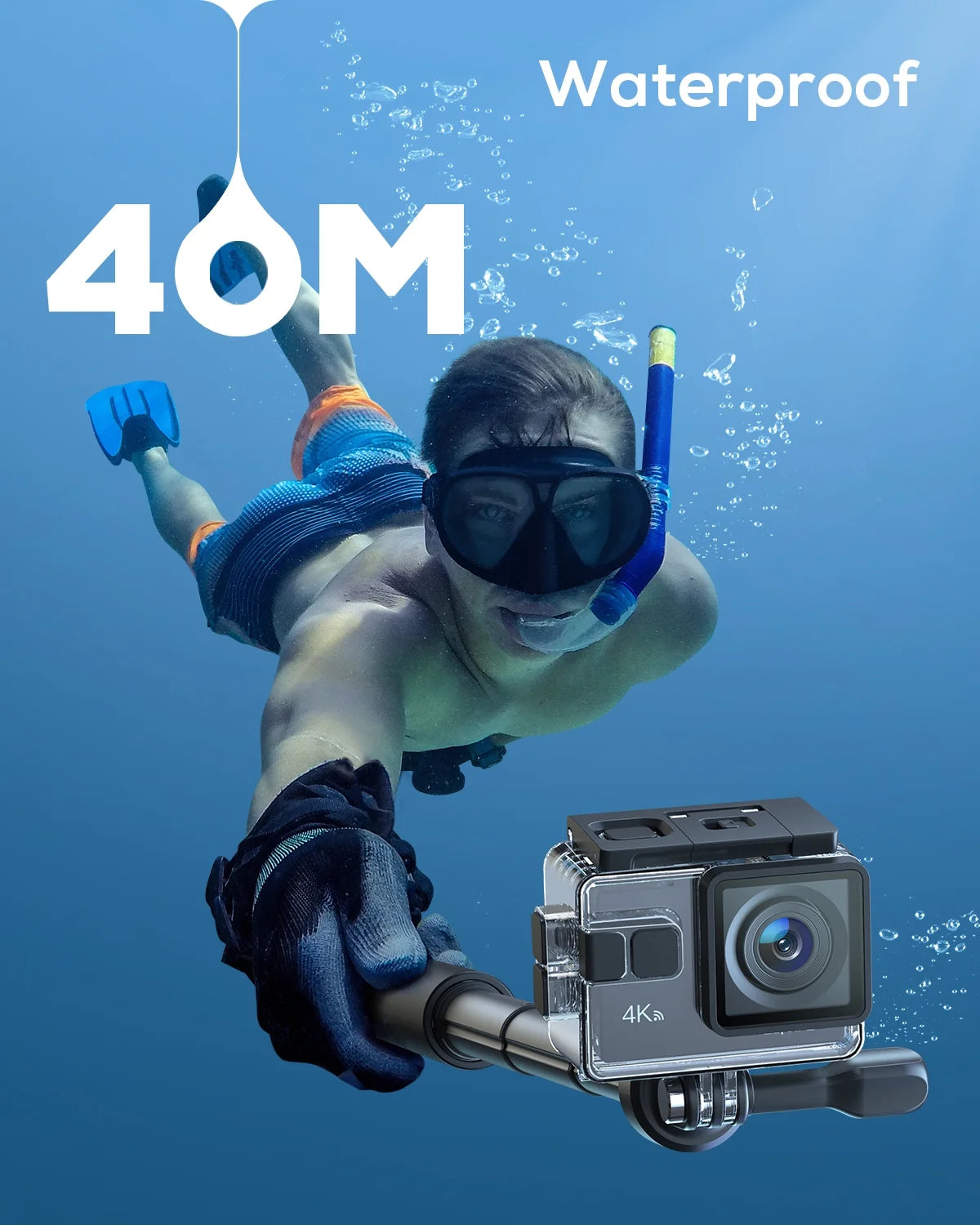 WOLFANG Action Camera 4K 20MP Action Cam Waterproof 40M Underwater Camera EISize Sizetabilization WiFi Video Camera 170�