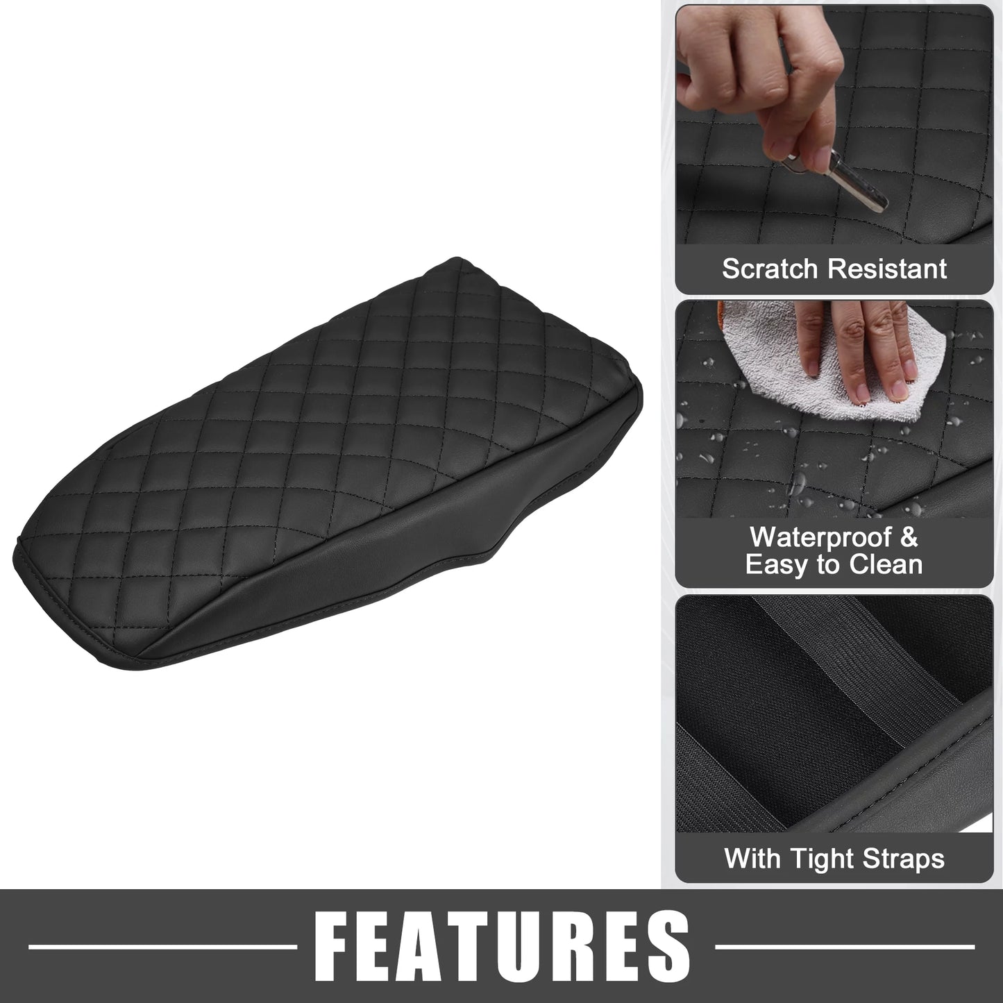 Unique Bargains Car Center Console Pad Waterproof Armrest Sizeeat Box Cover Protector for Ford Bronco Sizeport 2020-2023 Black