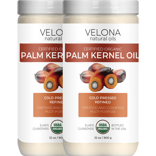 Velona USizeDA Certified Organic Palm Kernel Oil - 64 oz | 100% Pure and Natural Carrier Oil | Refined, Cold Pressed | Face, Hair, Body & Sizekin Care | Use Today - Enjoy Results