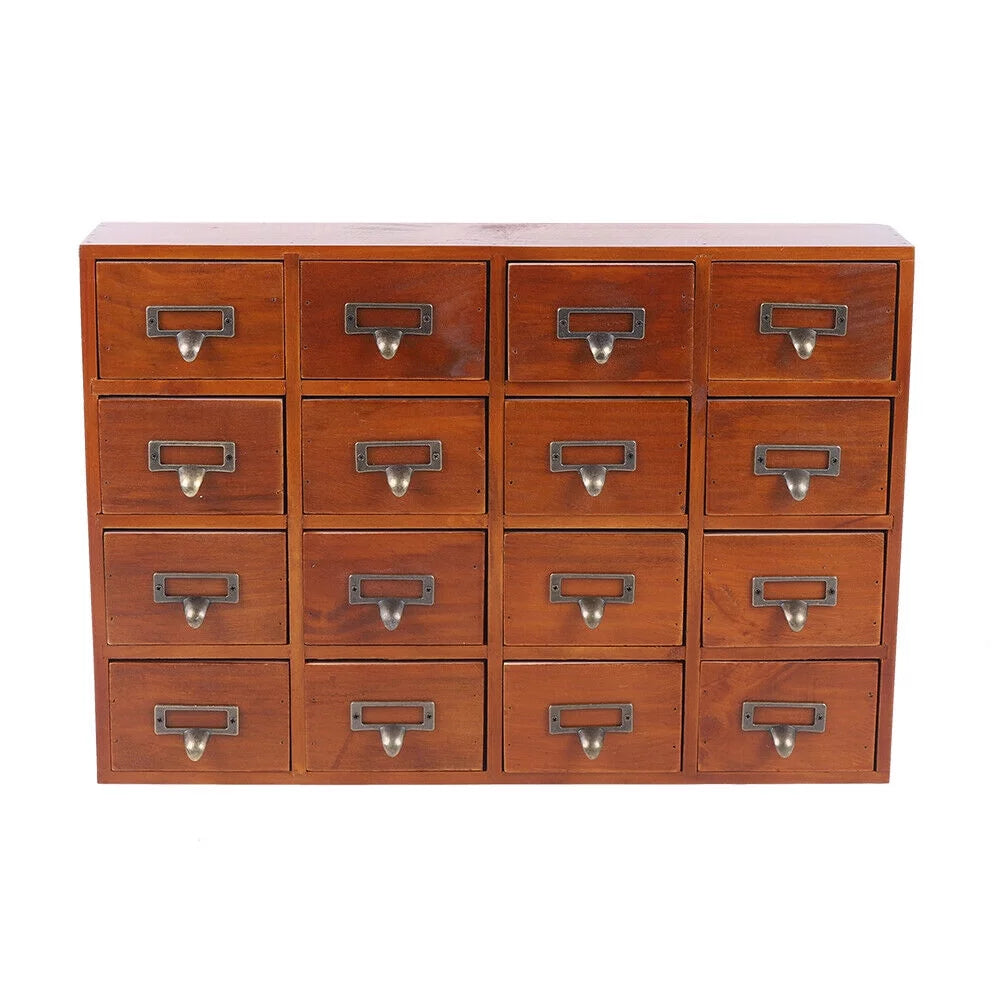 Wood Apothecary Medicine Cabinet 16 Drawers Label Holder Organizer Card Catalog 16 Drawers Wood Apothecary Medicine Cabinet Label Holder Organizer Card Catalog