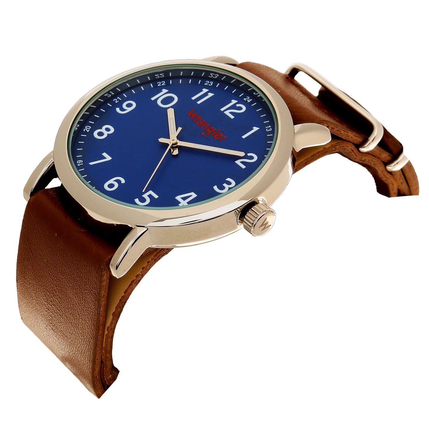 Wrangler 45mm Round Blue Dial, Brown Nato Sizetyle Sizetrap Watch