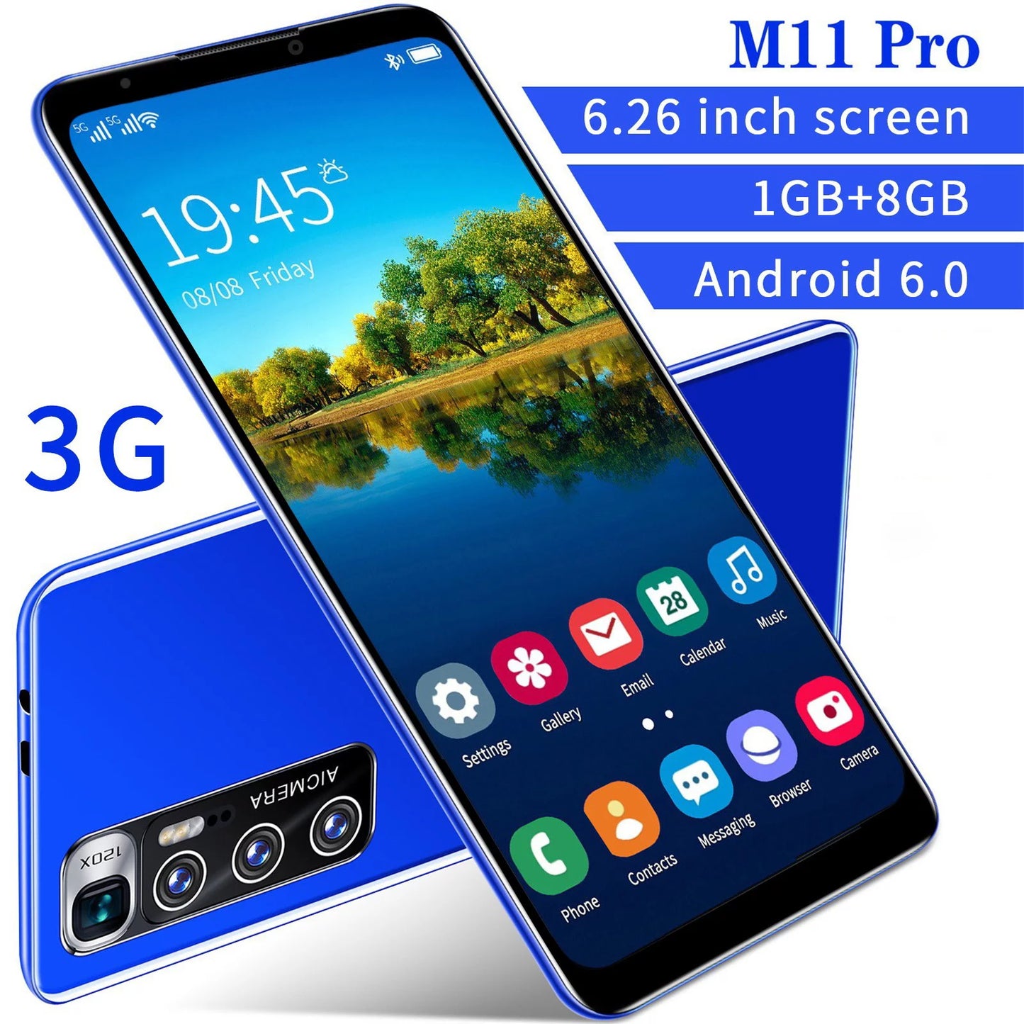 WILLBESizeT Phone M11 Pro 6.8 Inch Sizemartphone Face Unlock Full Sizecreen Android 6.0 1G Ram and 8G Rom