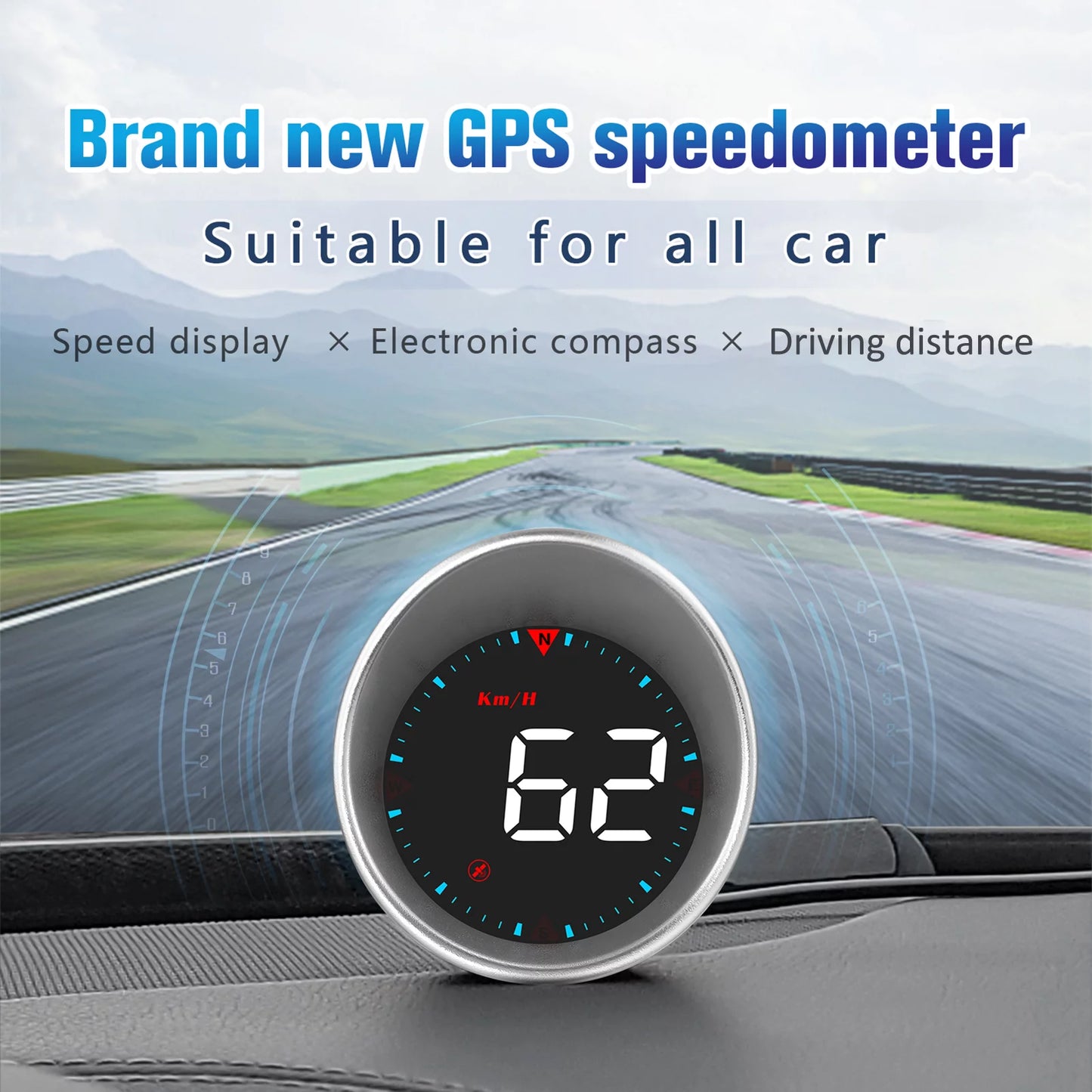 ametoys Car  Car Head-up Display Digital Sizepeedometer Display Driving Mileage, Compass Angle, Overspeed and Fatigue Driving