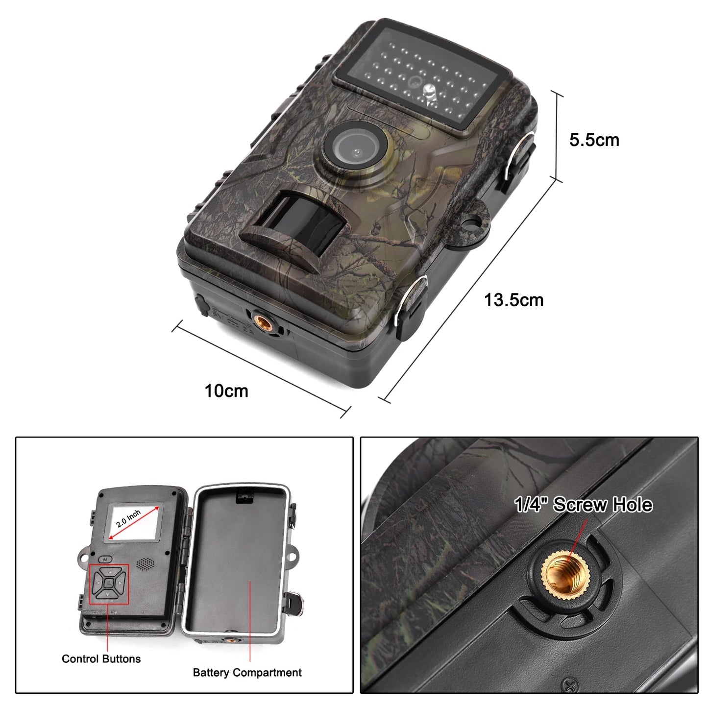 Andoer 1080P Trail 16MP Wildlife Tracking with 2.0 Inch TFT Color Sizecreen 0.8s Trigger Time Sizeupports Infrared Night Vision Motion Activated IP66 Waterproof