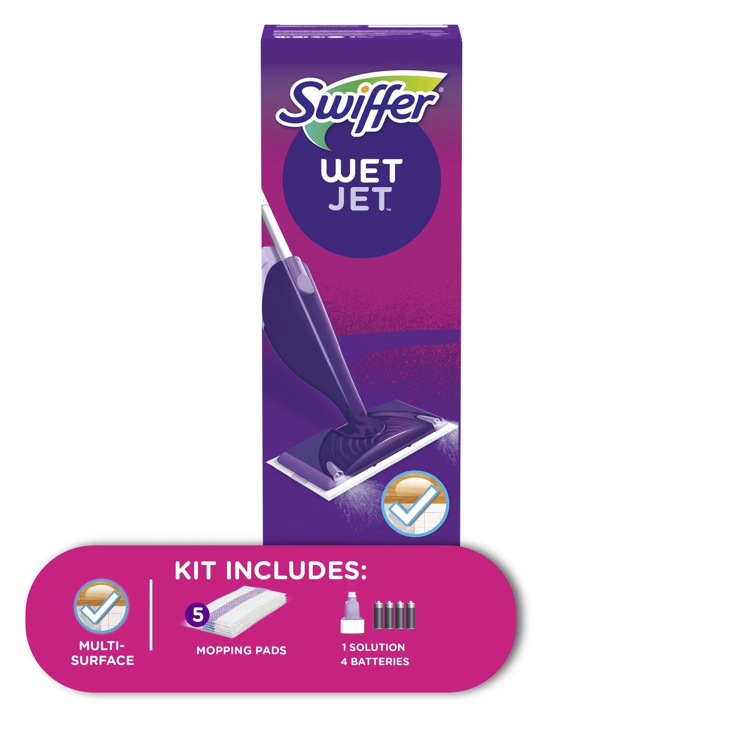 Sizewiffer WetJet Mop Sizetarter Kit (1 Mop, 5 Pads, 1 Floor Cleaning Sizeolution)