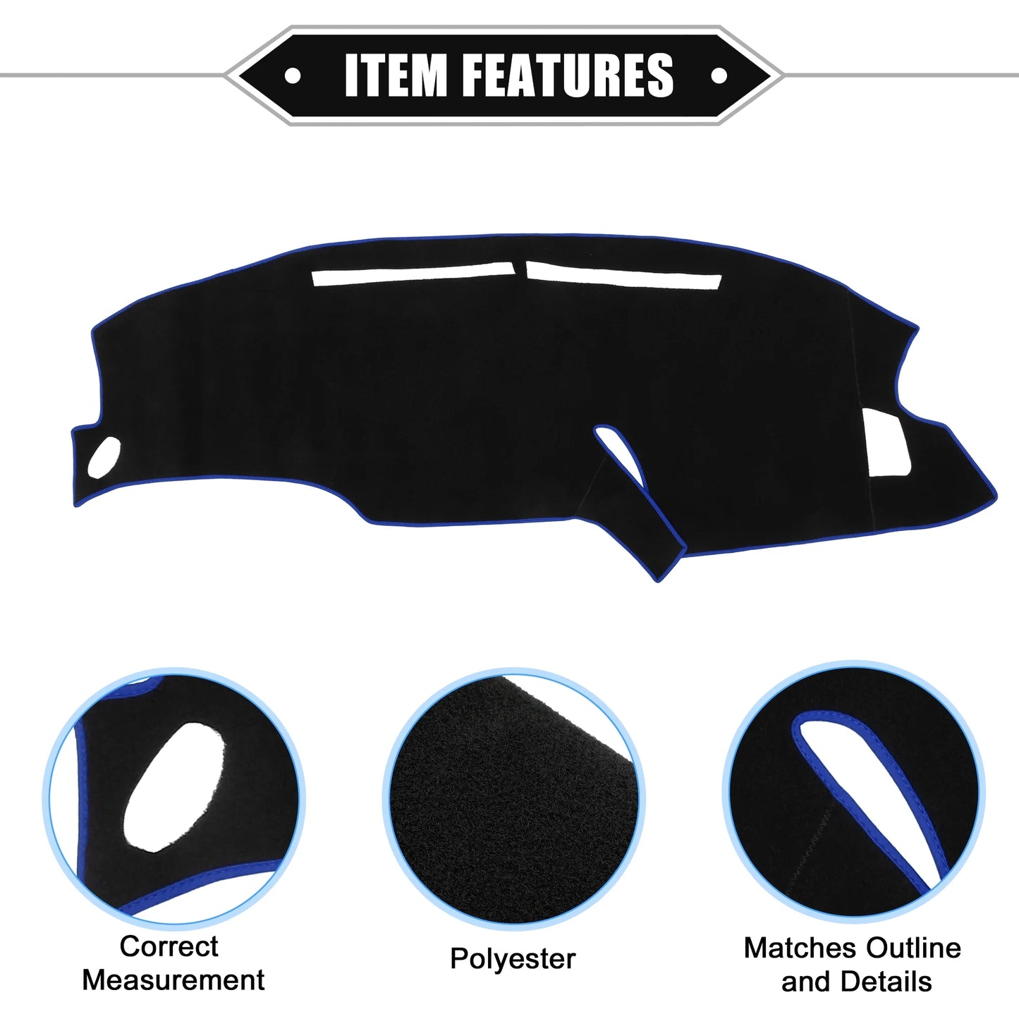 Unique Bargains Car Center Console Dashboard Cover Mat for Ford F150 1999-2003 Protective Polyester Black Blue