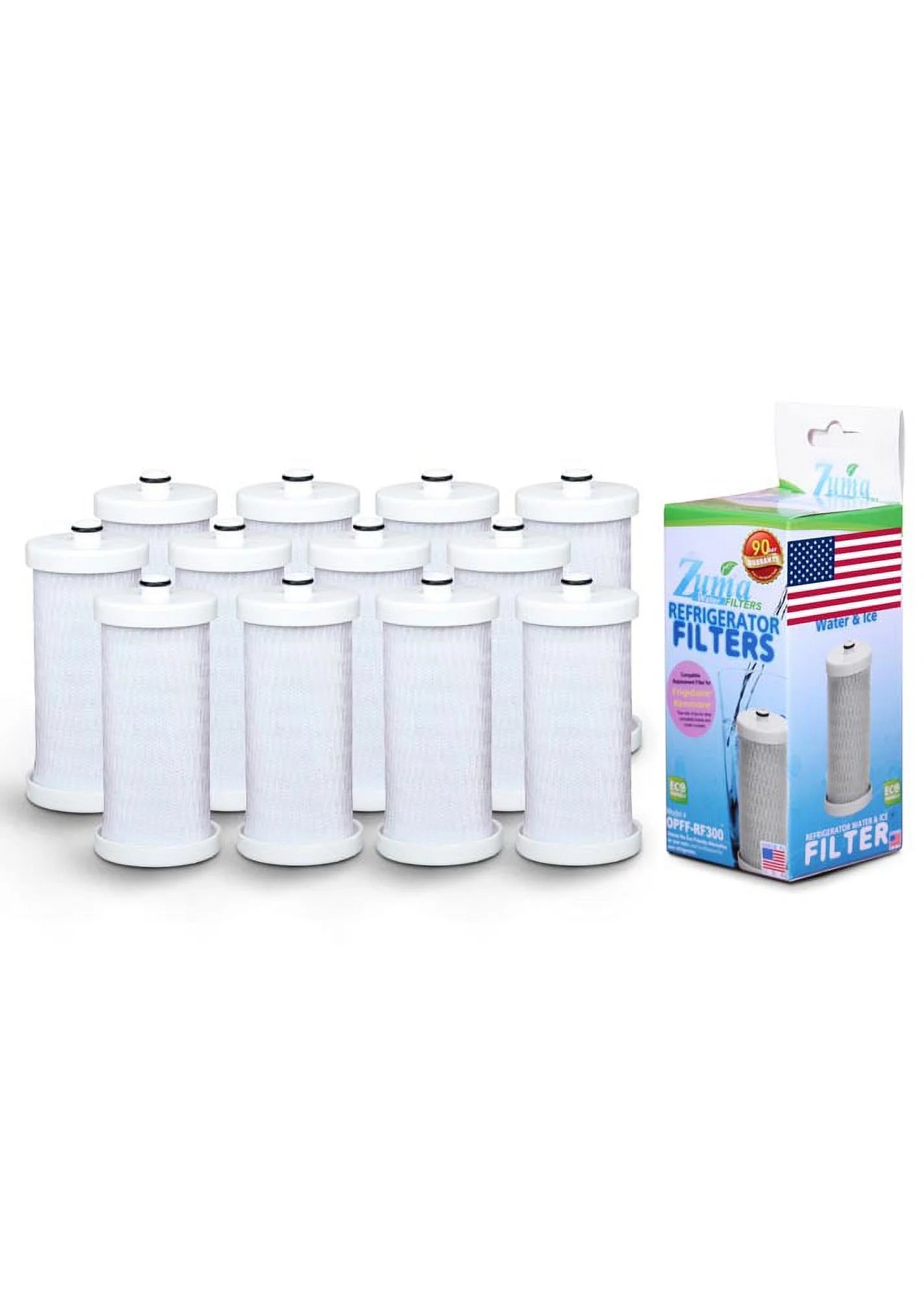 ZUMA Brand , Water and Ice Filter , Model # OPFF-RF300 , Compatible with Frigidaire® 204389101 - 12 Pack - Made in U.Size.A.