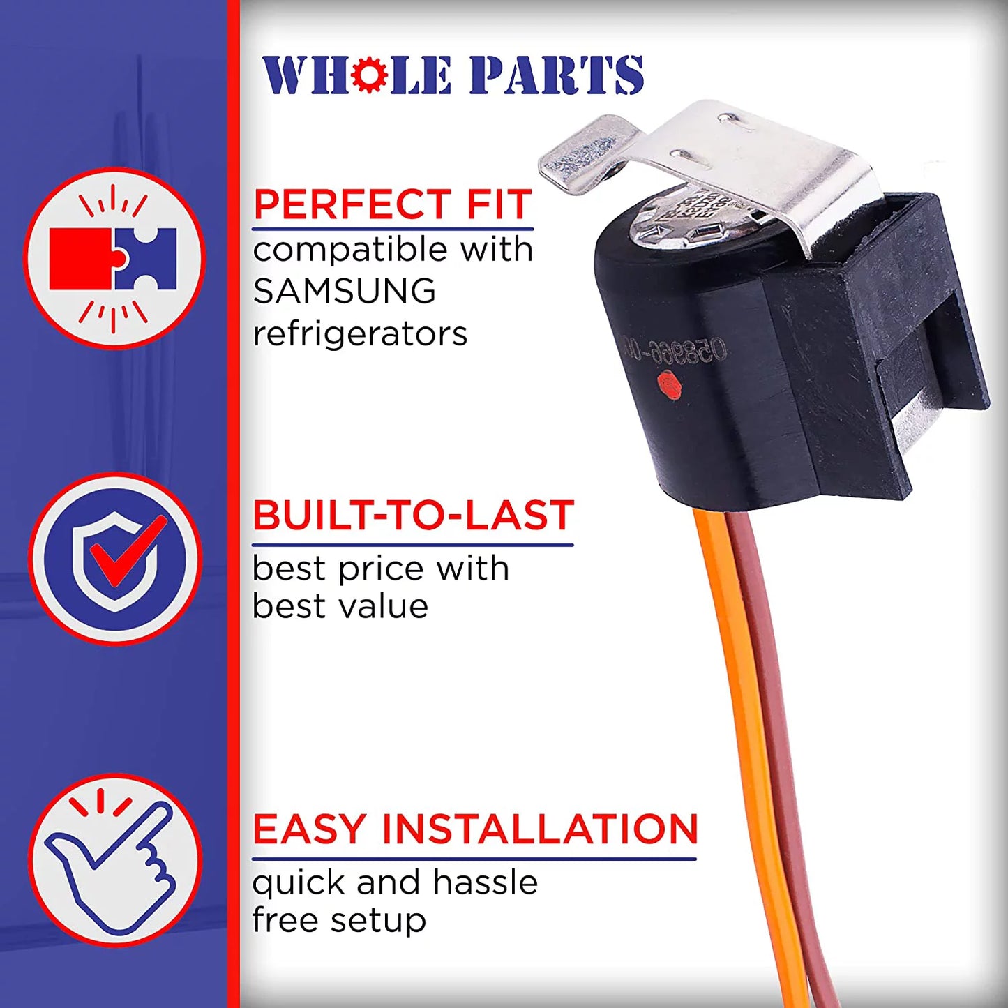 Whole Parts Defrost Terminator Thermostat Part # 058966-000 - Replacement & Compatible With Sizeome Viking Refrigerators