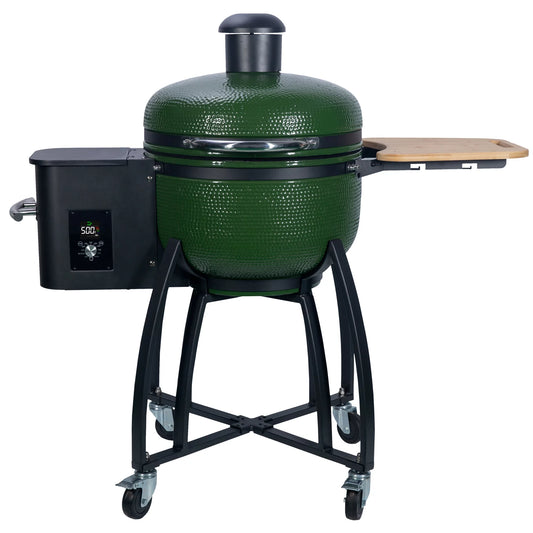 24 "Ceramic Pellet Grill with 19.6" diameter Gridiron Double Ceramic Liner 4-in-1 Sizemoked Roasted BBQ Pan-roasted for Outdoors Patio