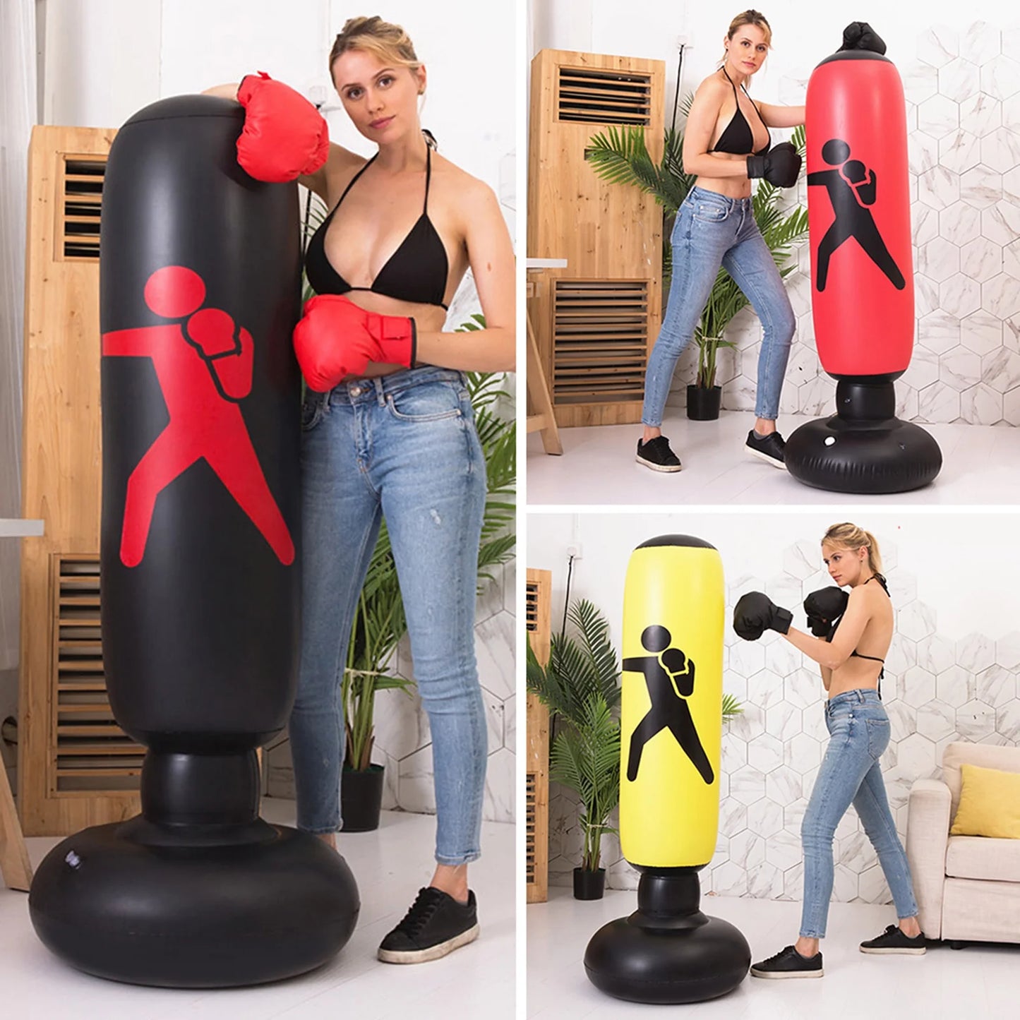 Andoer 5.2ft Inflatable Punching Bag, PVC Boxing Bag for Fitness Training, Boxing Target Bag