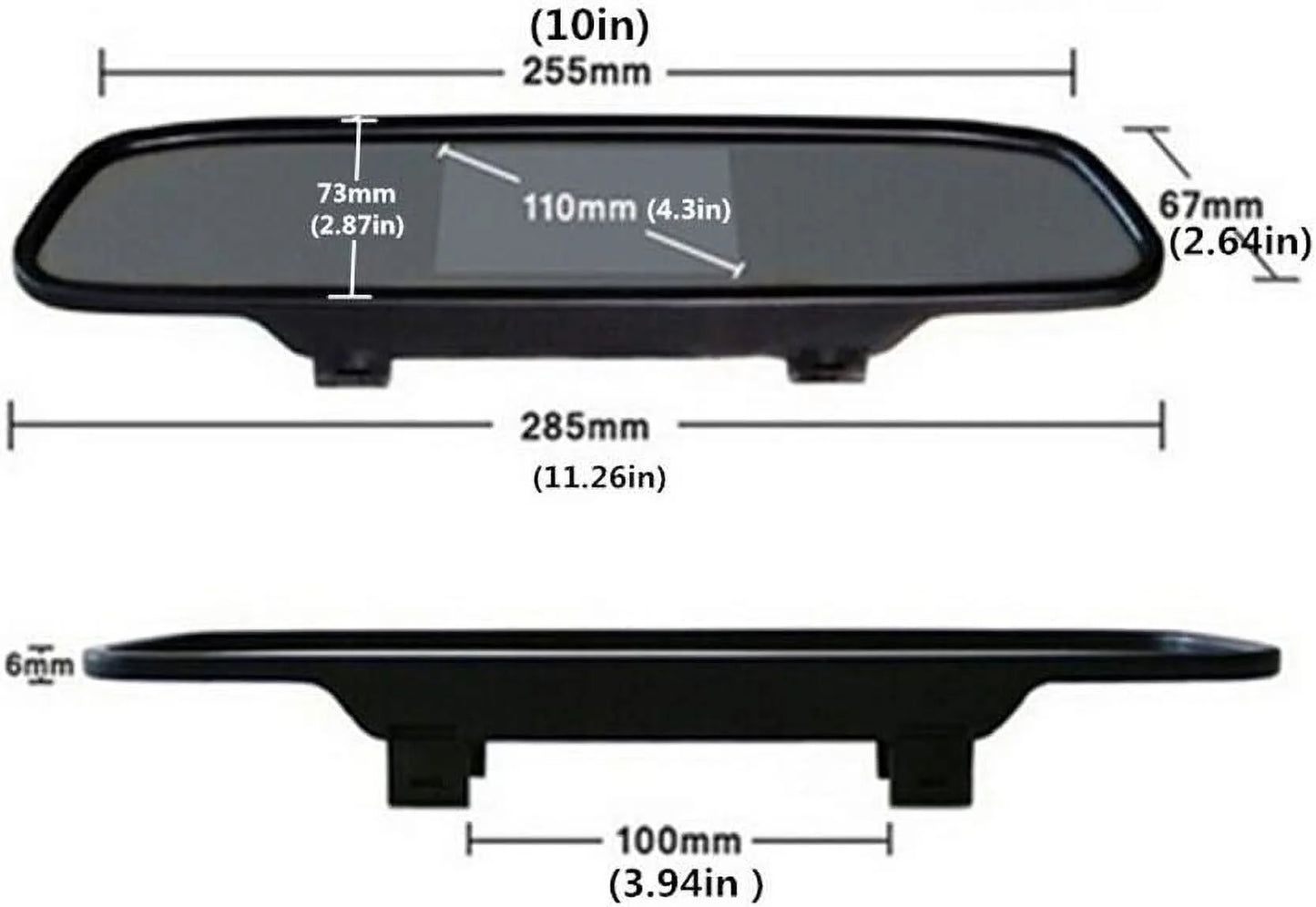 4.3" TFT LCD Car Rear View Mirror Monitor Kit + Waterproof Mini Backup Reverse Reversing Camera 170°for Car/Vehicle