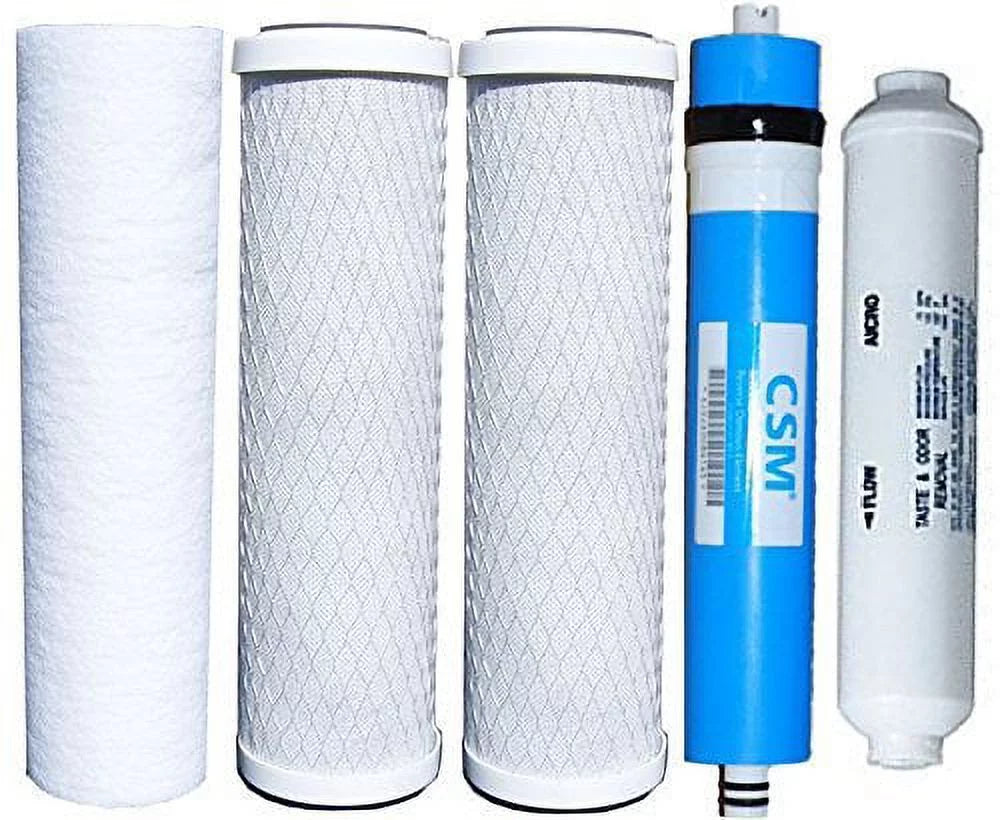 Watts Reverse Osmosis Replacement Filter Sizeet 5 pcs w/ CSizeM 50 GPD Membrane