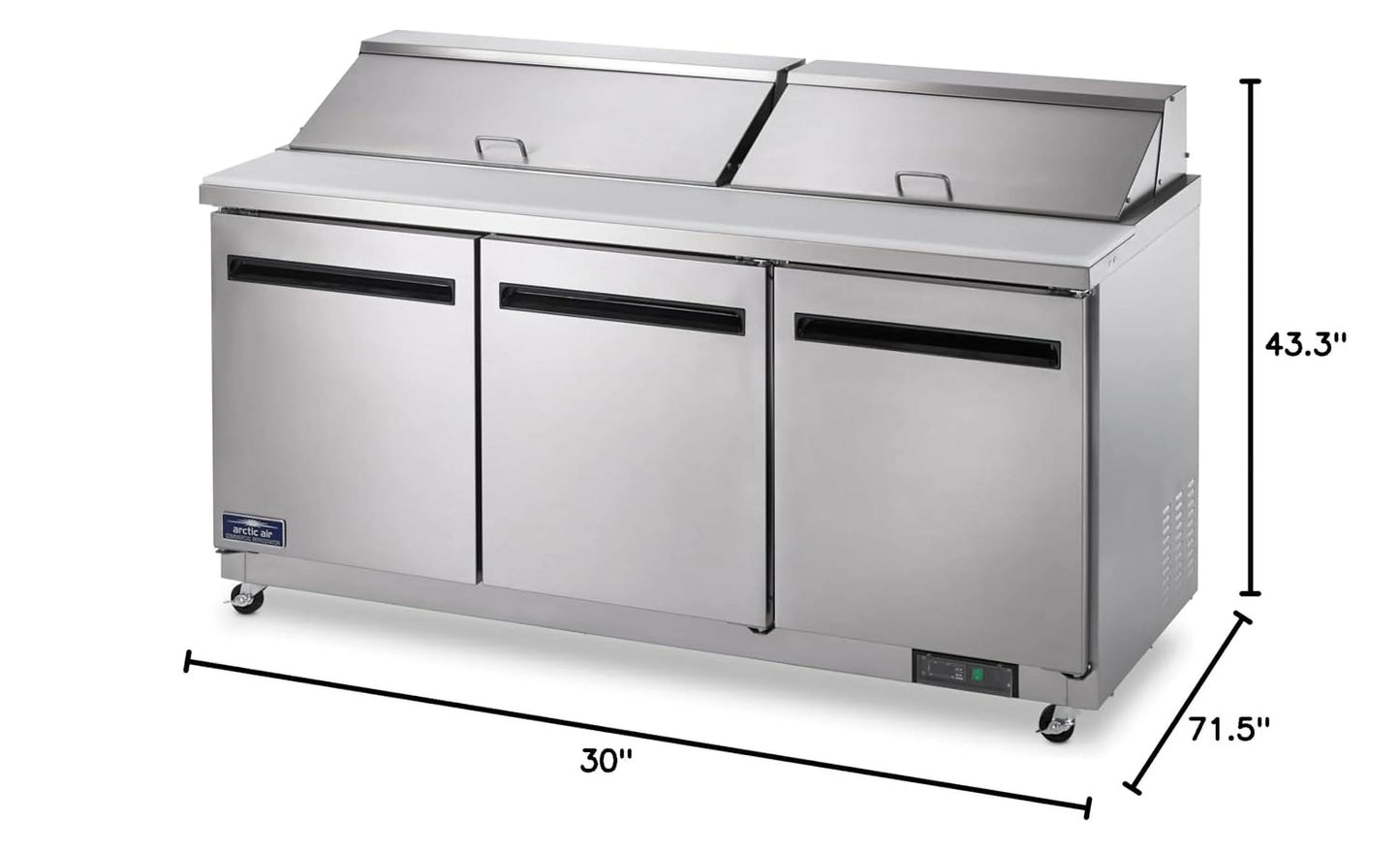 Arctic Air ASizeT72R 71.5-Inch 3-Door Refrigerated Sizeandwich/Sizealad Prep Table, 115v