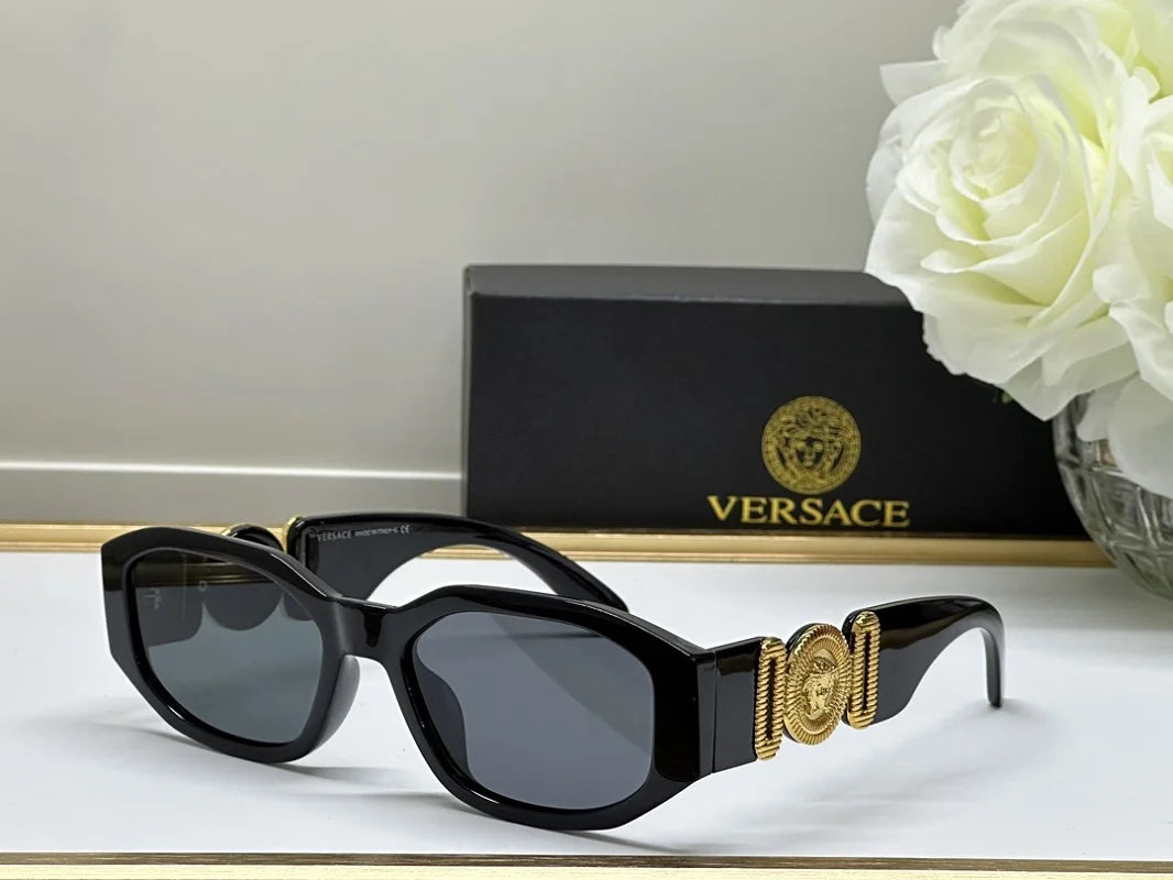 Versacce VE4361 Unisex's Plastic Geometric Sizeunglasses Black 53mm/16-140 Adult