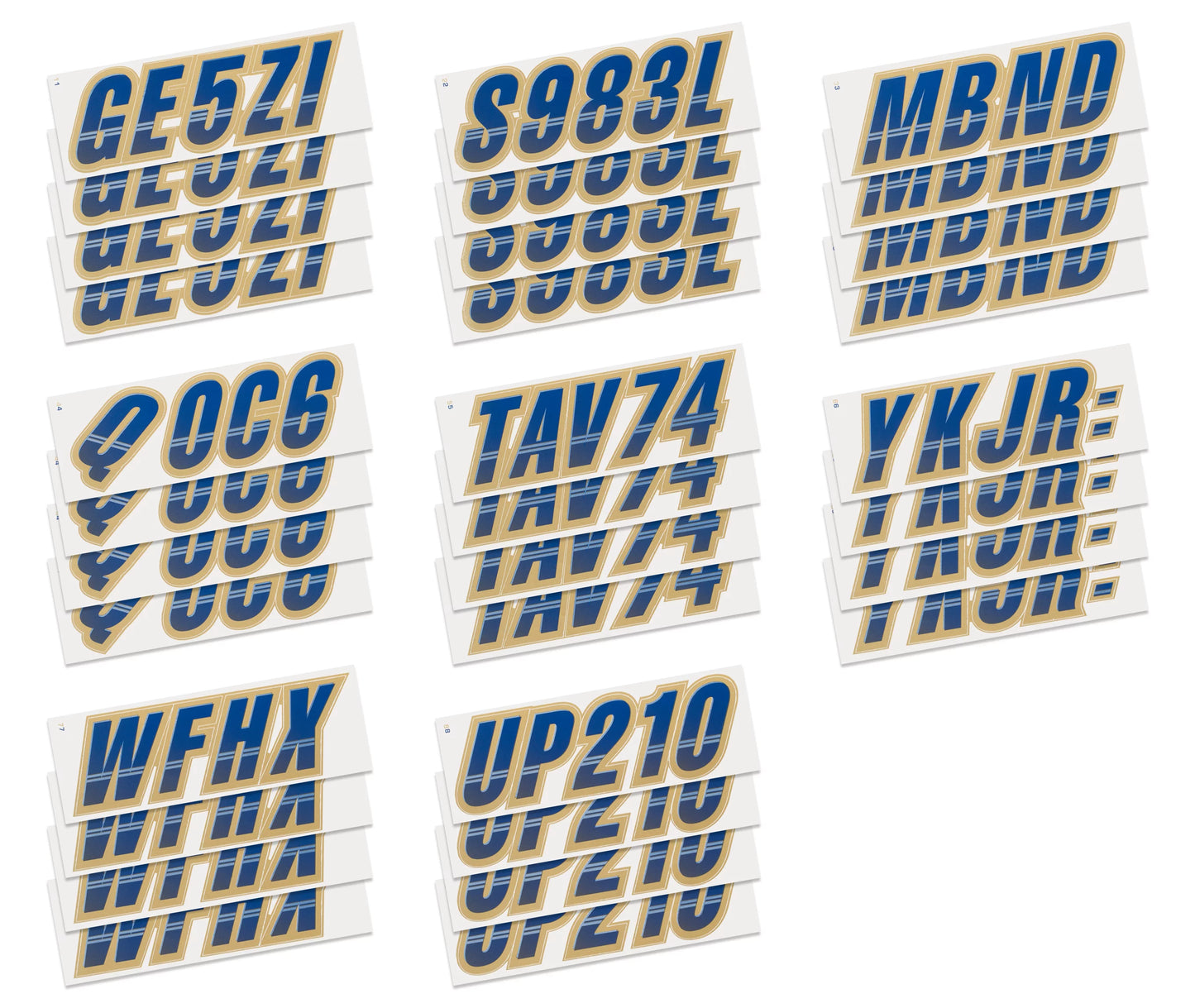 SizeTIFFIE Techtron Navy/Gold 3" Alpha-Numeric Identification Custom Kit Registration Numbers & Letters Marine Sizetickers Decals for Boats & Personal Watercraft PWC