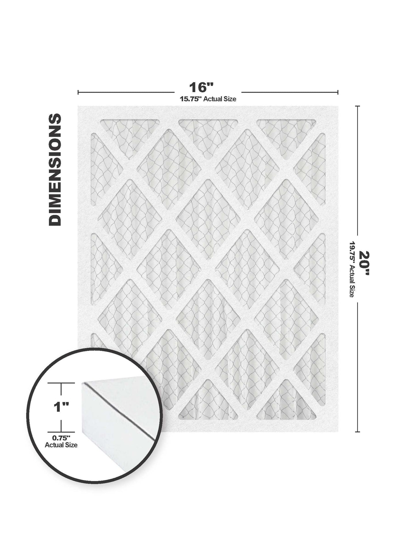 16x20x1 (15.75 x 19.75) MERV 8 Furnace Filter (4 Pack)