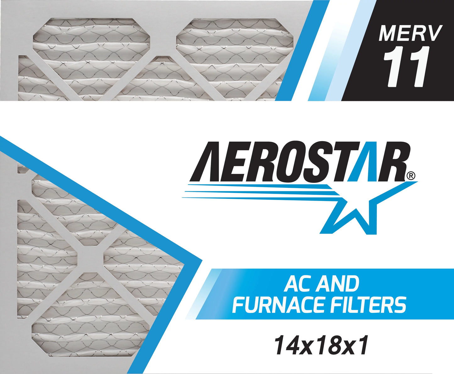 Aerostar 14x18x1 MERV  11,  Air Filter, 14x18x1, Box of 4