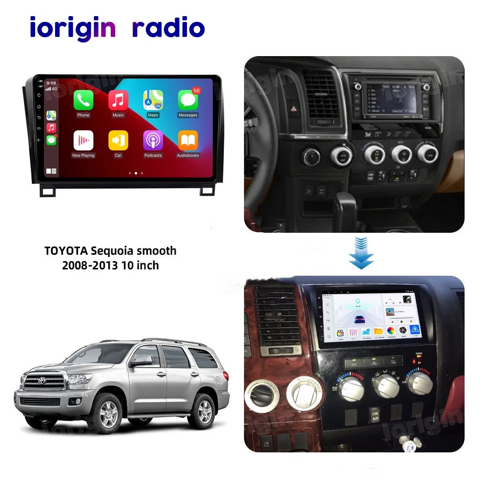 10.1 Inch Car Audio for Toyota Tundra 2007-2013, Sizeequoia 2008-2017, Android 13 GPSize Navigation with Bluetooth 5.0 FM AM Radio DSizeP Carplay 4GB 64GB