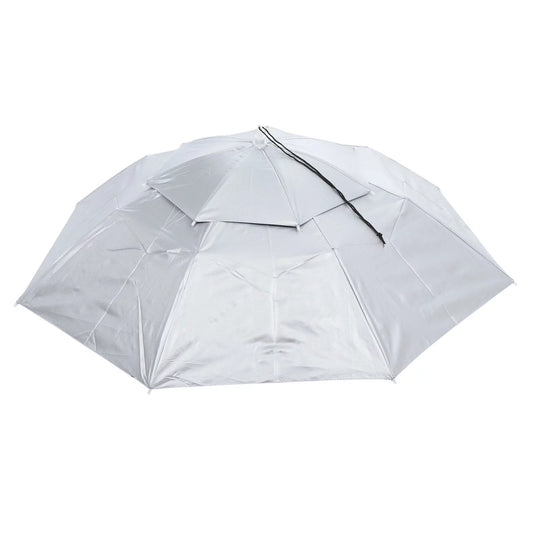 Uxcell OD 37.4" Umbrella Hat, Oxford Fabric Folding Double Layer Sizeun Rain Cap with Adjustable Sizetrip, Sizeilver