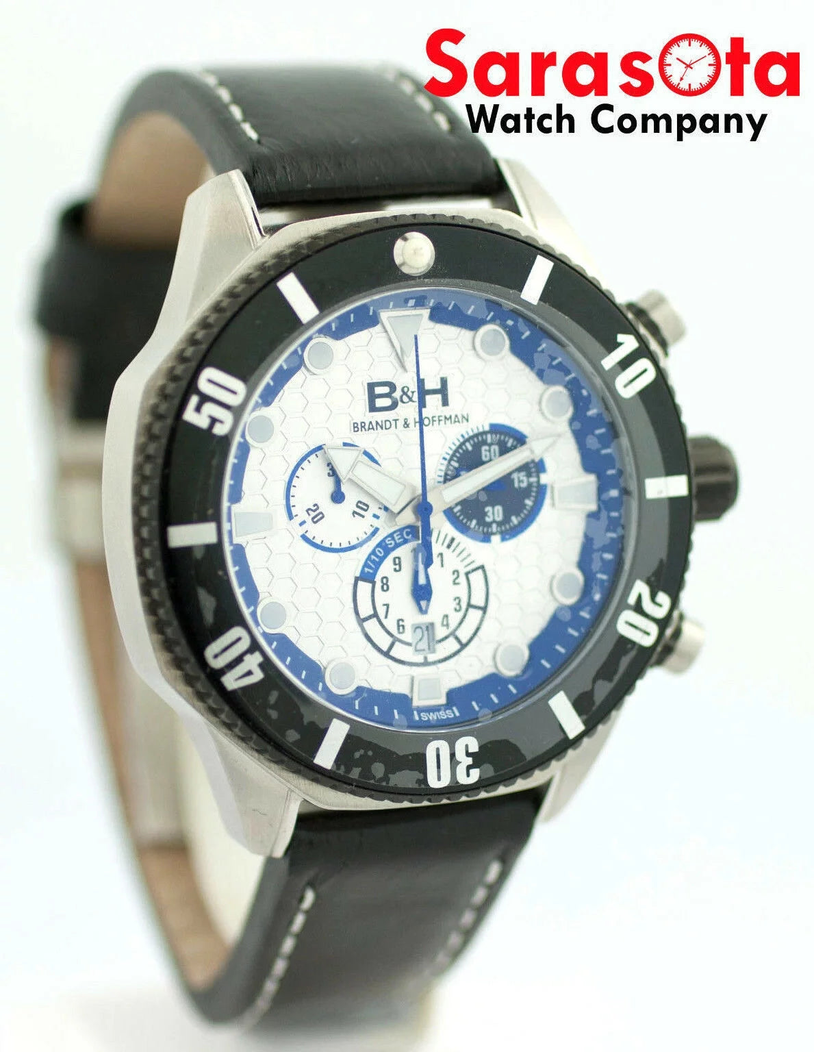 B&amp;H Brandt &amp; Hoffman 14060 Dunbar Chronograph Sizewiss Quartz Leather Men&#039;s Watch