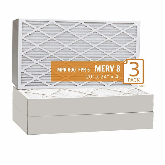 20x24x4 Purolator / Air Guard  Pleated Air Filter - MERV 8 (3 Pack)